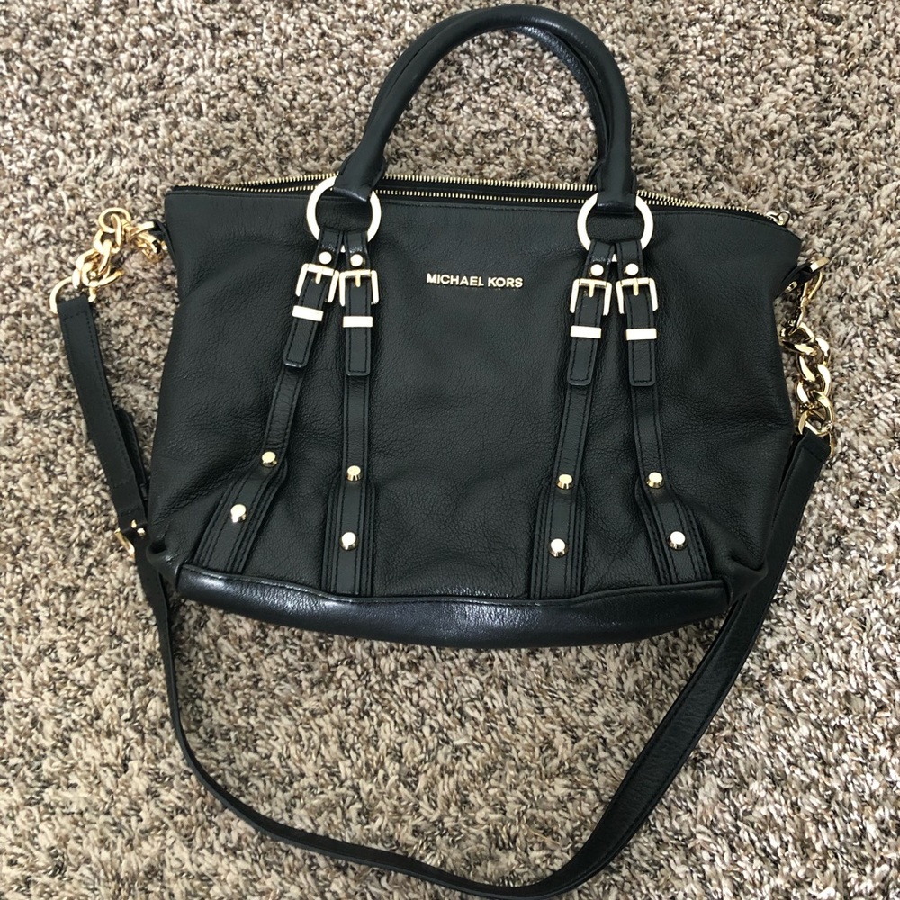 Michael Kors black leather handbag